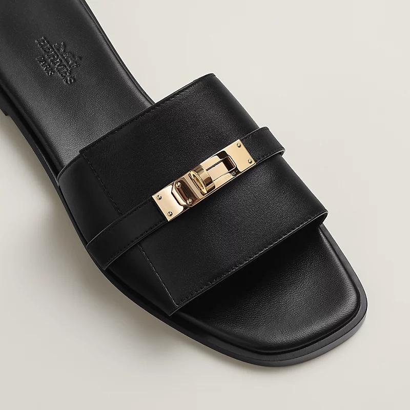 Dép Hermes Giulia Sandal Nữ Đen Vàng